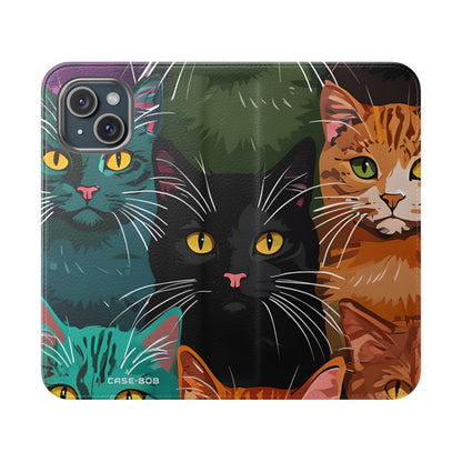 Kat Raster Neon - iPhone 15 Case - Portemonnee