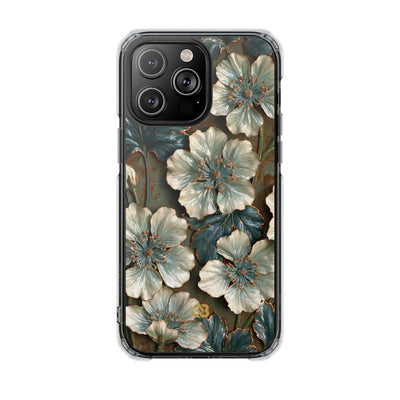 Gilded Blossom Reverie · Clear Impact Magnetic Phone Case for iPhone · Teal