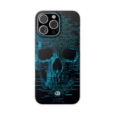 Cyan Glitch Skull · Soft Phone Case for iPhone