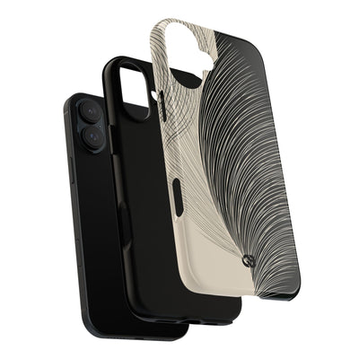 Beige Tough Phone Case for iPhone - Obsidian Cream Plume