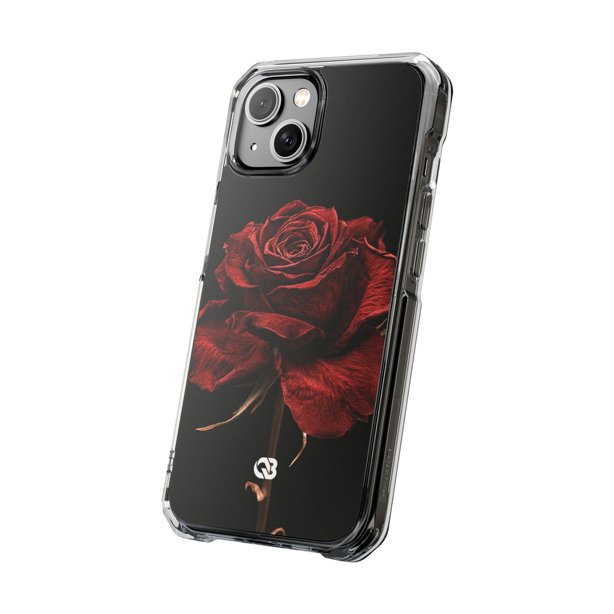 Crimson Noir Rose · Clear Impact Magnetic Phone Case for iPhone ·  Black