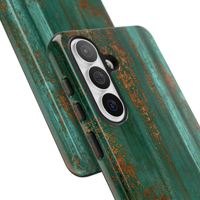 Teal Tough Phone Case for Samsung - Verdigris Copper Siding