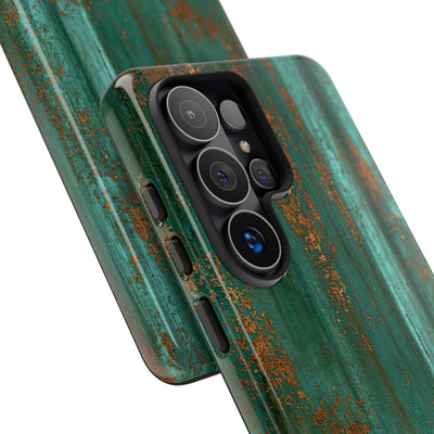 Teal Tough Phone Case for Samsung - Verdigris Copper Siding
