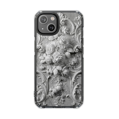 Rococo Marble Rose · Clear Impact Magnetic Phone Case for iPhone · White
