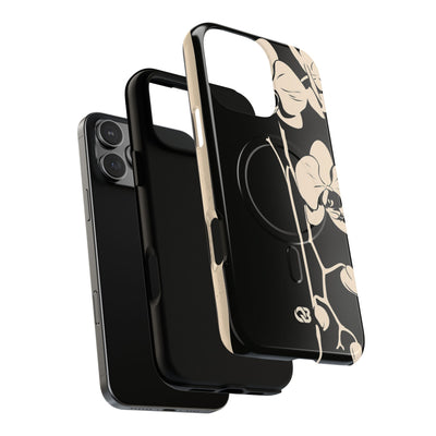 Black Tough 2.0 Magsafe Phone Case for iPhone - Obsidian Bone Orchid
