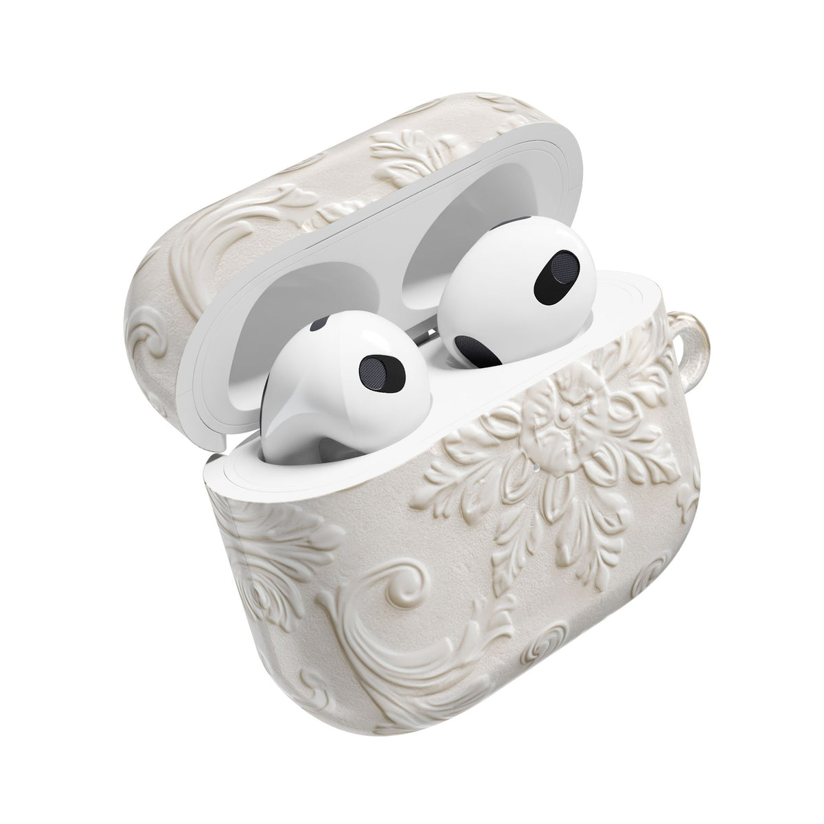 Ivory Baroque Relief · Hard Case for AirPods & AirPods Pro · White