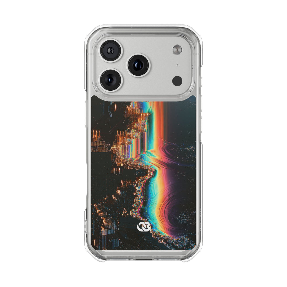 Prismatic Circuit · Clear Impact Magnetic Phone Case for iPhone · Black