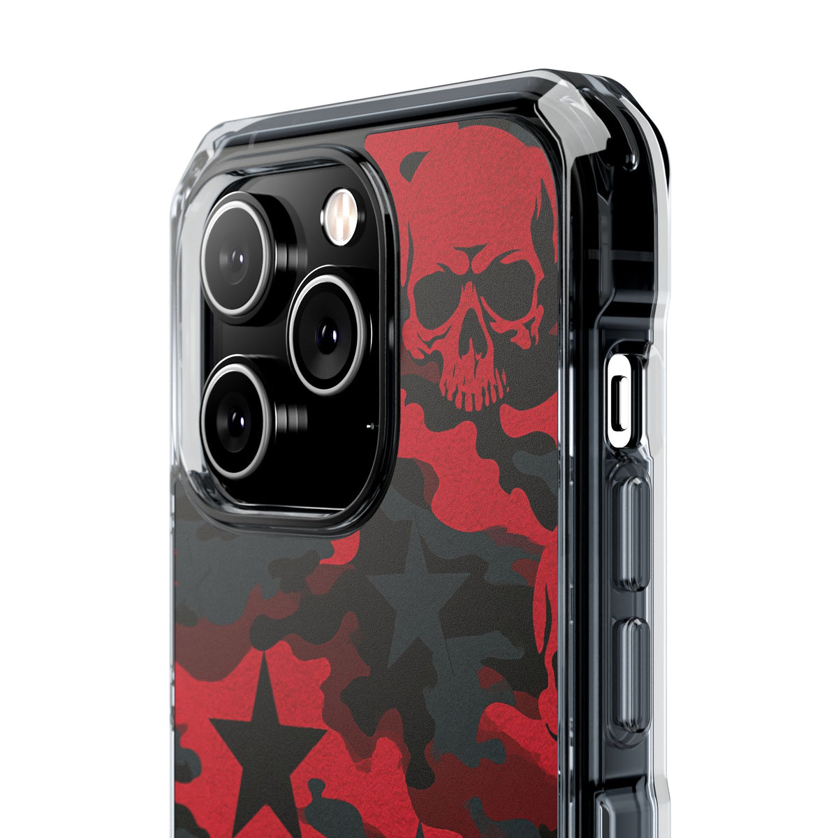 Crimson Skull Camo · Clear Impact Magnetic Phone Case for iPhone · Red