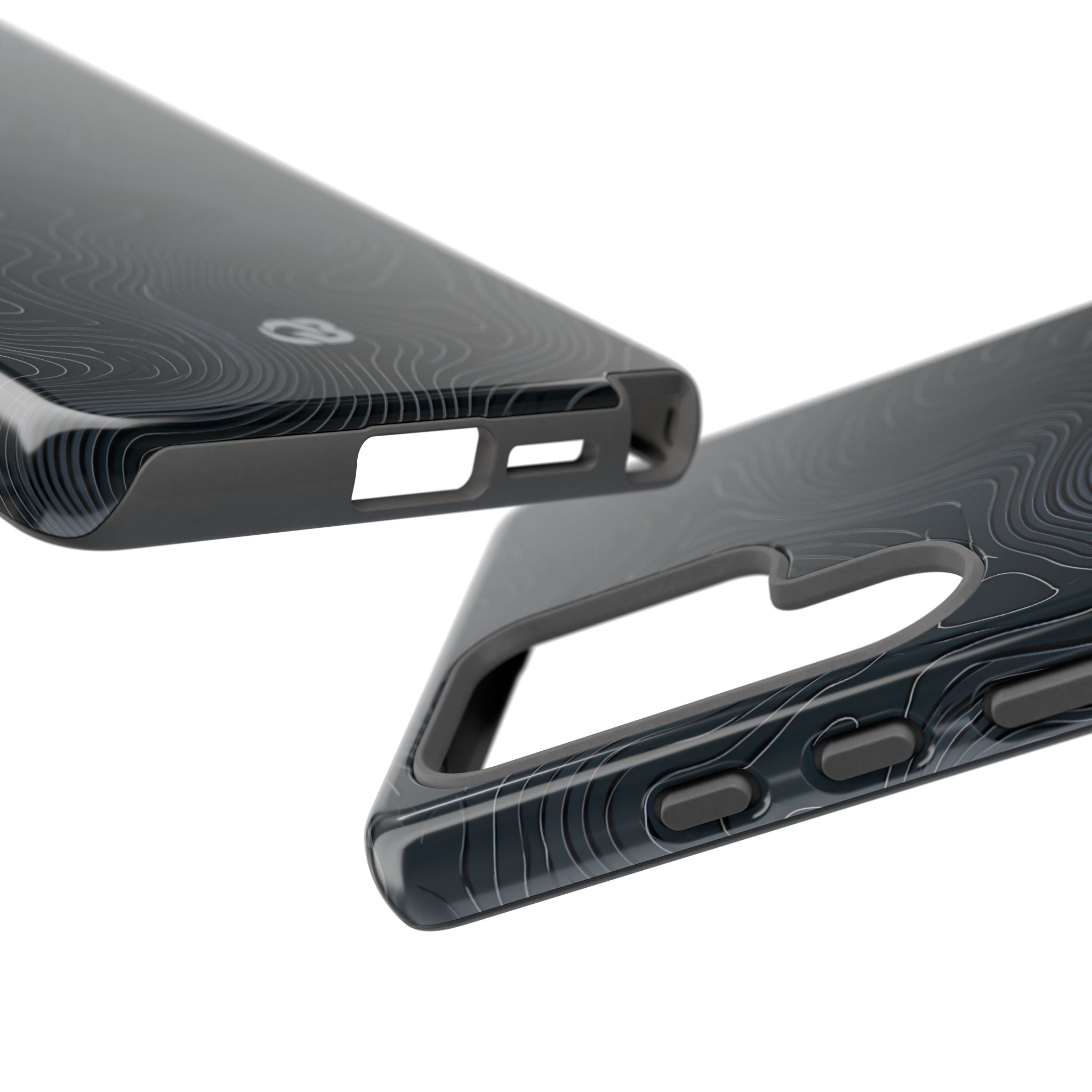 Black Tough Phone Case for Samsung - Obsidian Ridge Topo