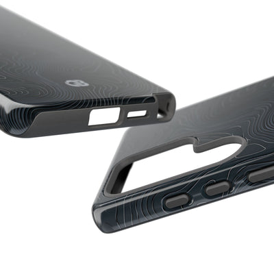 Black Tough Phone Case for Samsung - Obsidian Ridge Topo