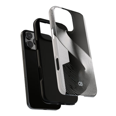 Grey Tough Phone Case for iPhone - Obsidian Moiré Wave