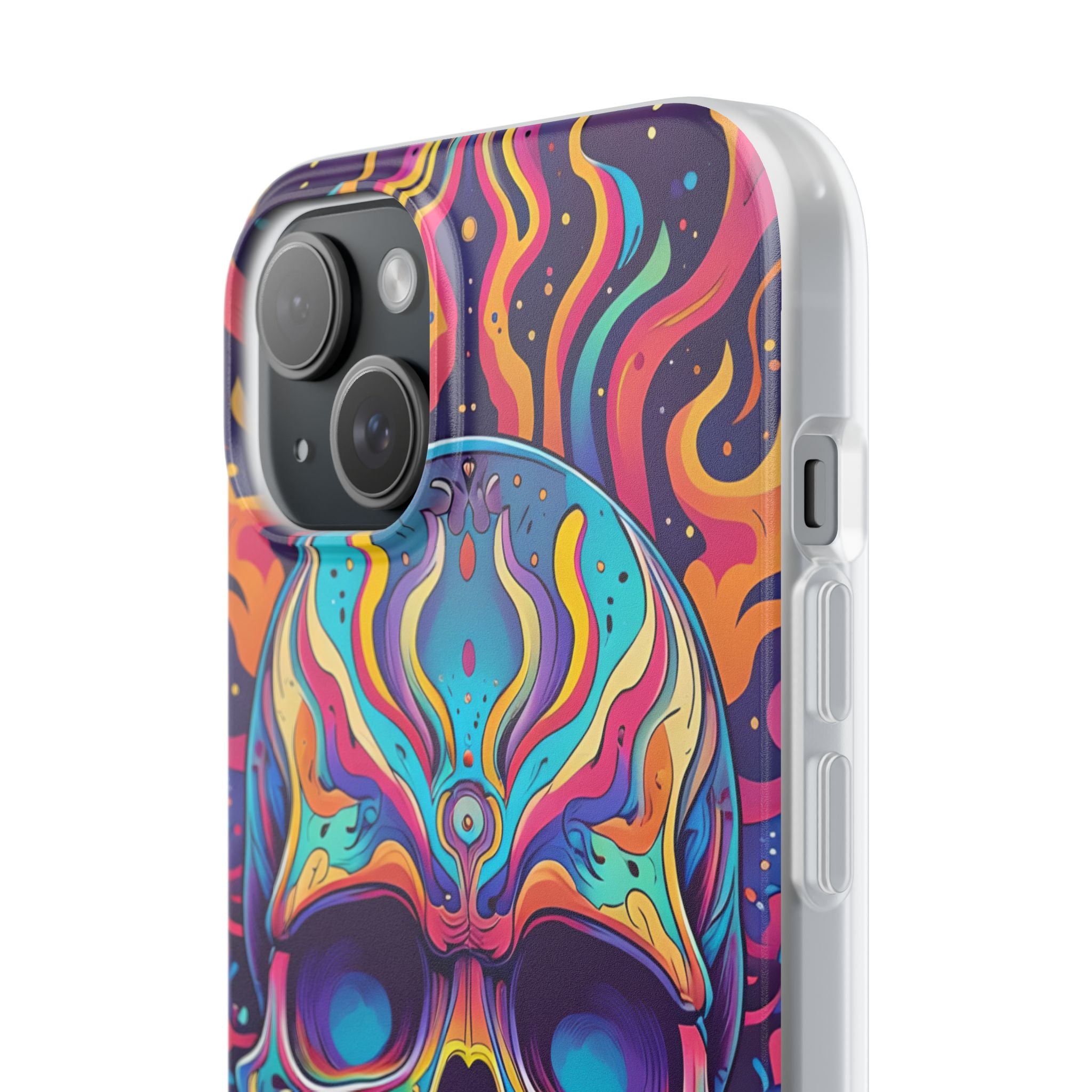 Flaming Skull iPhone 15 Plus Case - Soft