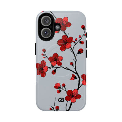 Grey Tough 2.0 Magsafe Phone Case for iPhone - Crimson Blossom Onyx