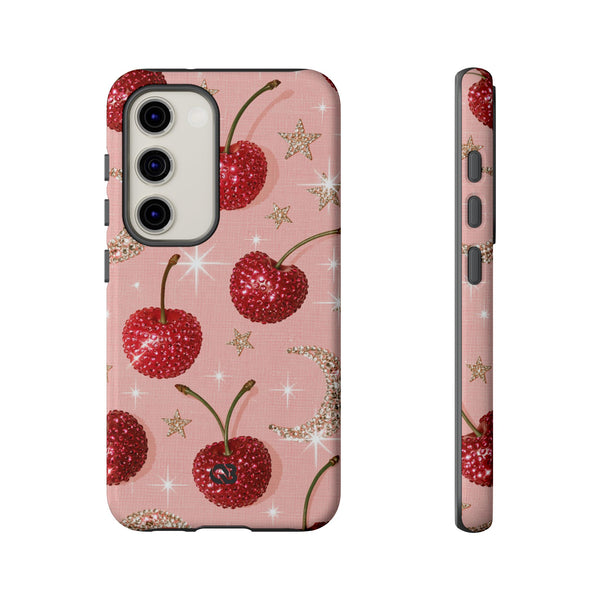 Bedazzled Ruby Cherries · Tough Phone Case for Samsung · Pink