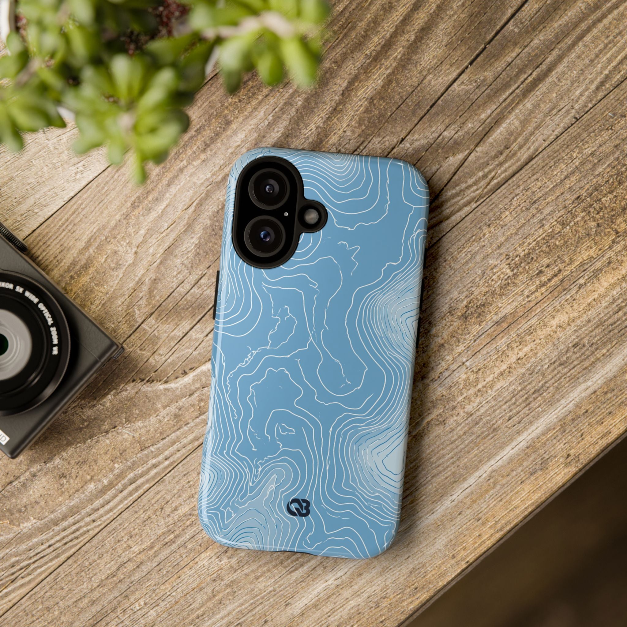 Blue Tough Phone Case for iPhone - Glacial Ridge Topo