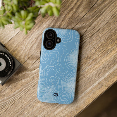 Blue Tough Phone Case for iPhone - Glacial Ridge Topo