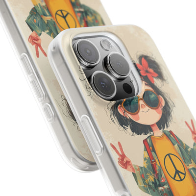 Retro Peace Girl · Soft Phone Case for iPhone