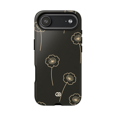 Black Tough Phone Case for iPhone - Obsidian Sand Petals