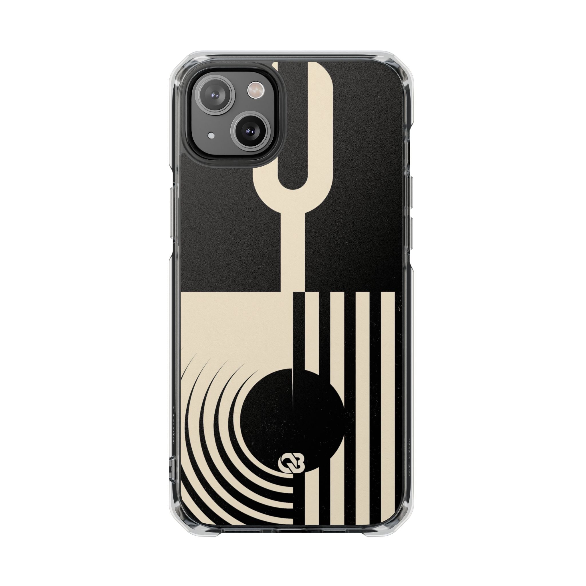 Black Impact MagSafe Phone Case for iPhone - Ivory Signal Grid
