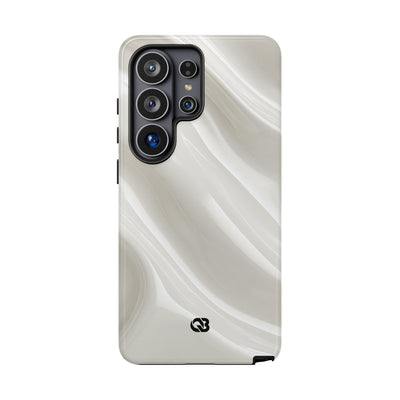 White Tough Phone Case for Samsung - Polished Ivory Wave