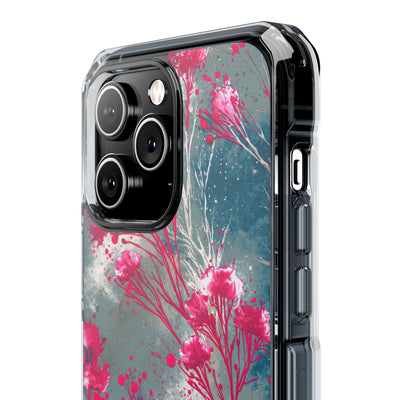 Cyber Blossom · Clear Impact Magnetic Phone Case for iPhone · Teal