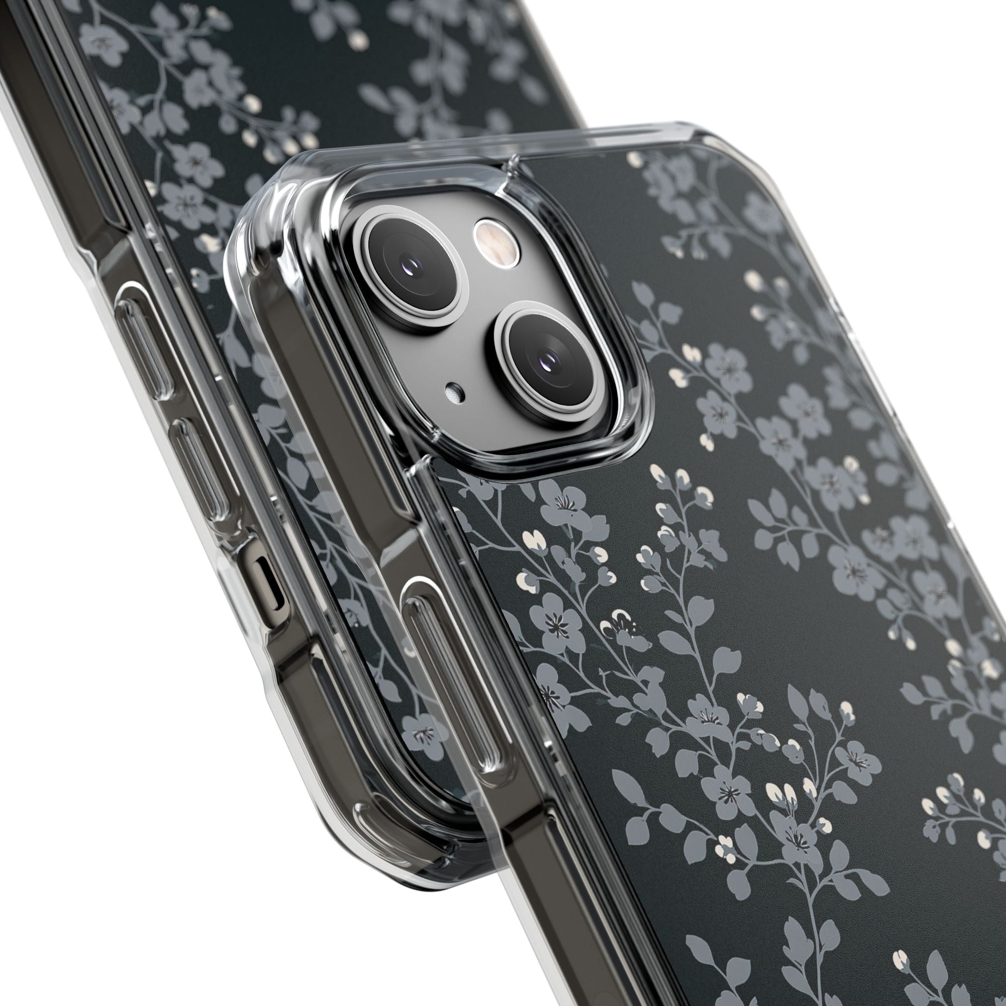 Black Impact MagSafe Phone Case for iPhone - Midnight Slate Blossom