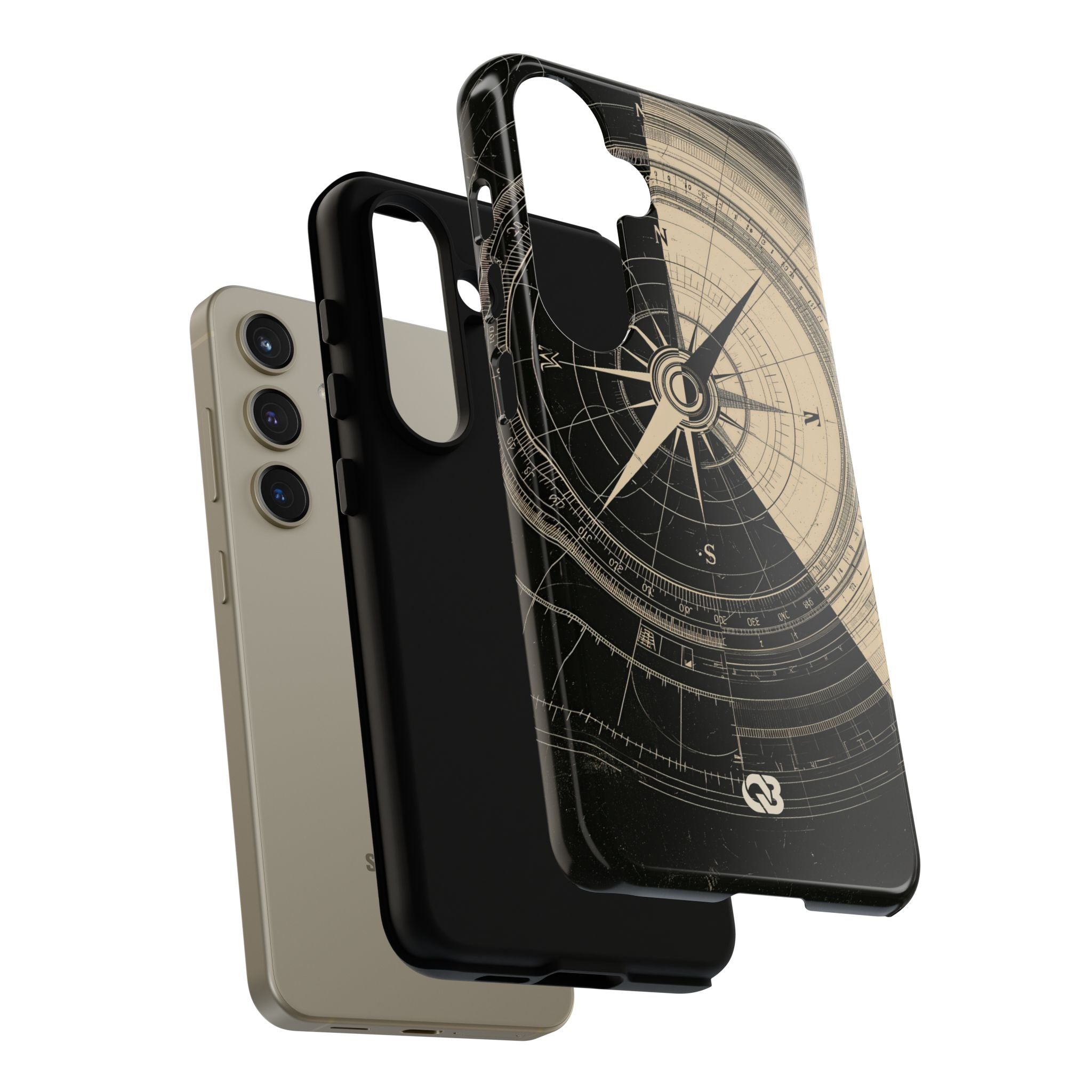 Beige Tough Phone Case for Samsung - Obsidian Nautical Blueprint