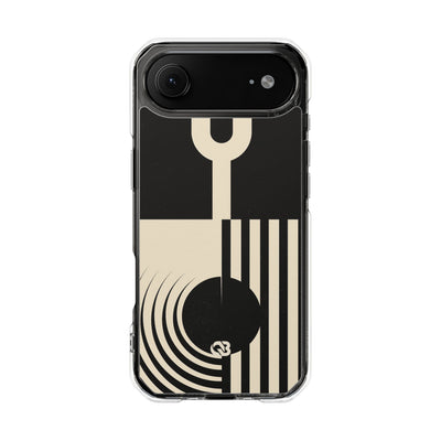 Black Impact MagSafe Phone Case for iPhone - Ivory Signal Grid