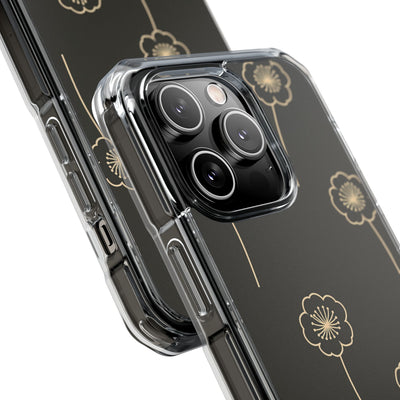 Black Impact MagSafe Phone Case for iPhone - Obsidian Sand Petals