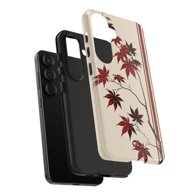 Red Tough Phone Case for Samsung - Crimson Momiji Stripe