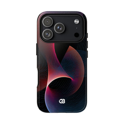 Black Tough Phone Case for iPhone - Cobalt Crimson Flux
