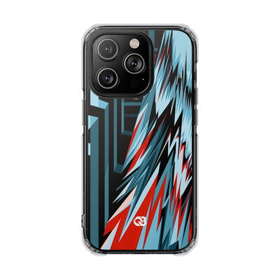 Blue Impact MagSafe Phone Case for iPhone - Glitch Peak Cyan