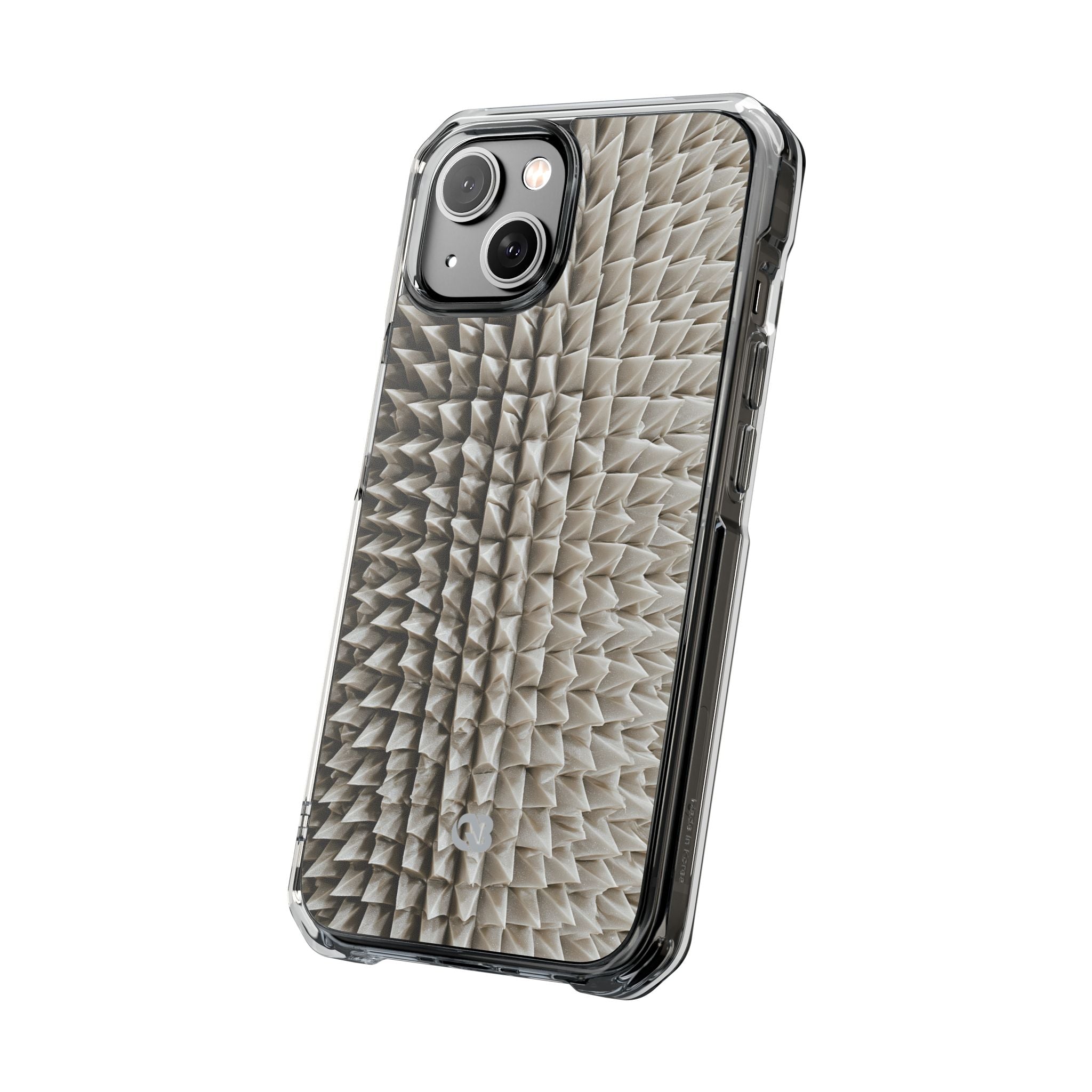 Beige Impact MagSafe Phone Case for iPhone - Bone Spiked Grid