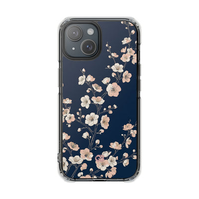 Blue Impact MagSafe Phone Case for iPhone - Midnight Peach Sakura