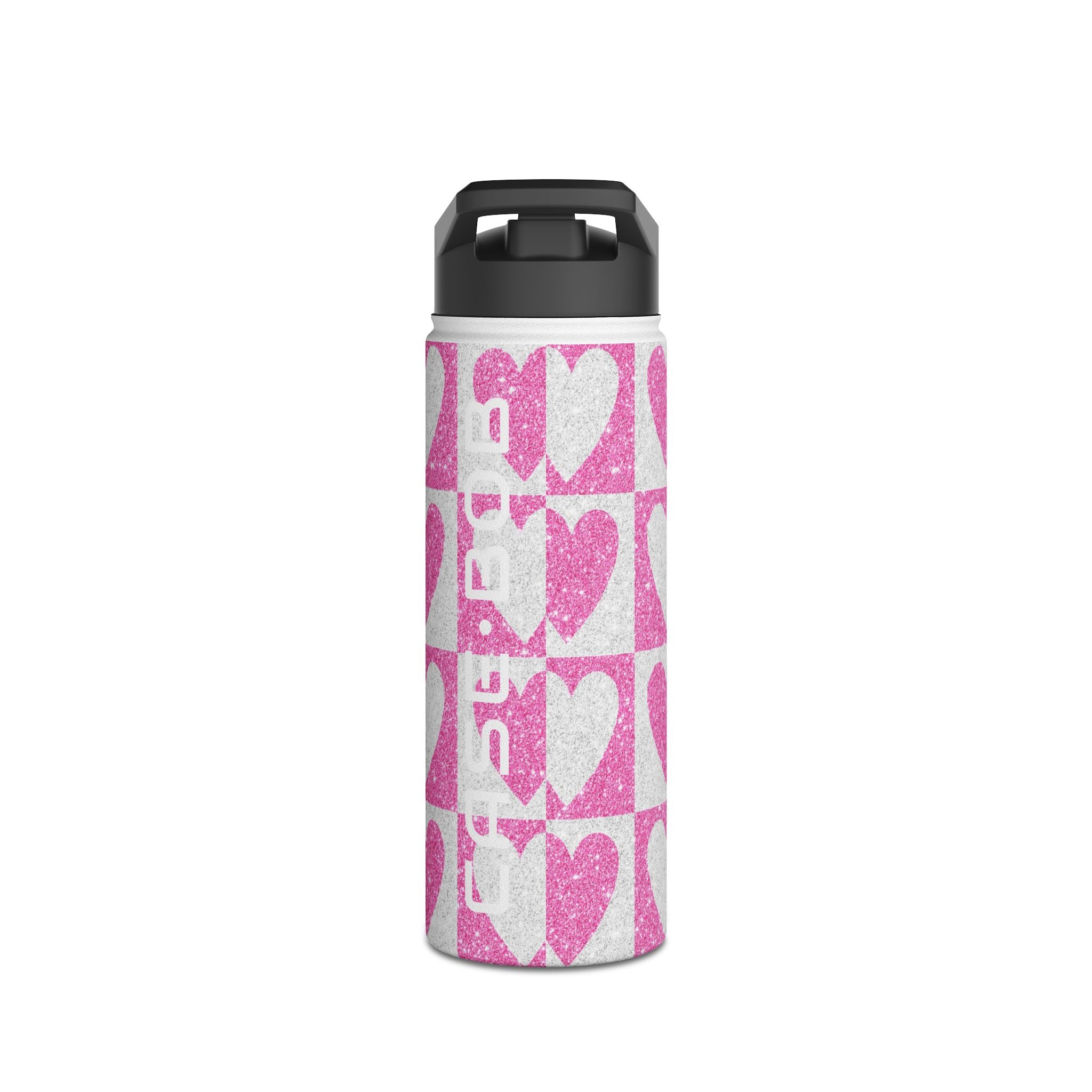 Glitter Heartgrid - Stainless Steel Water Bottle
