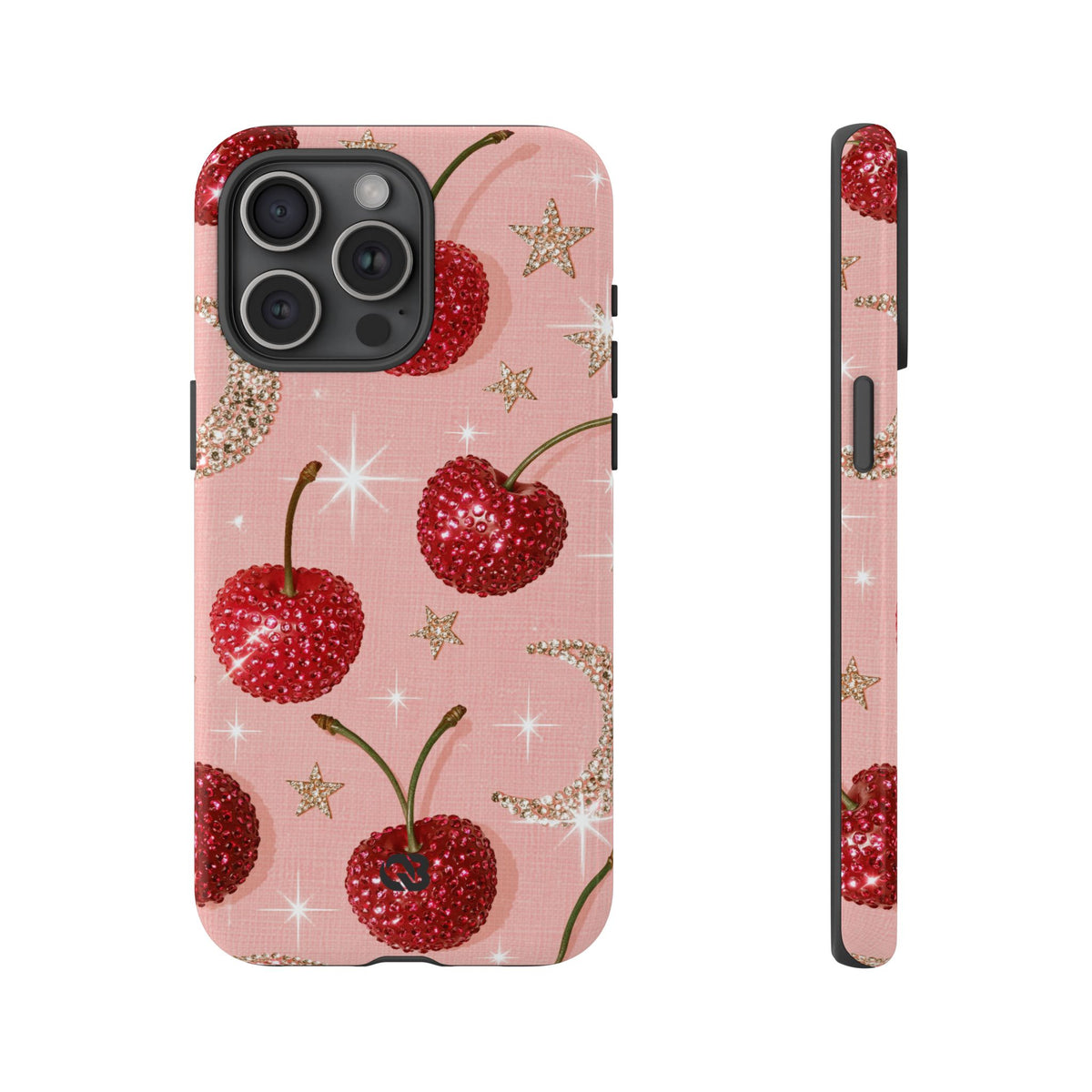 Bedazzled Ruby Cherries · Tough Phone Case for iPhone · Pink