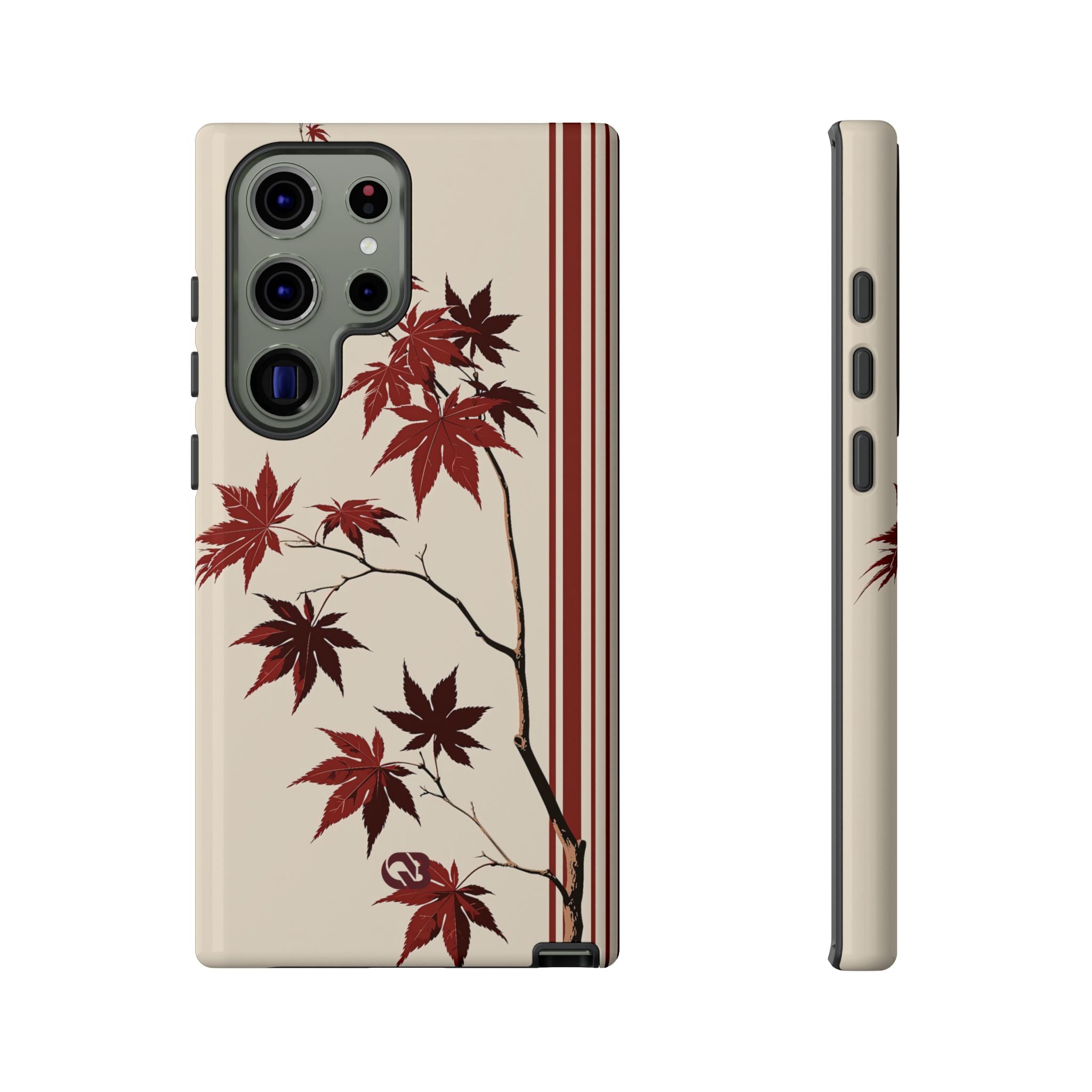 Red Tough Phone Case for Samsung - Crimson Momiji Stripe