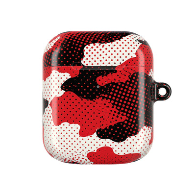 Crimson Halftone Camo · Hard Case for AirPods & AirPods Pro · Red