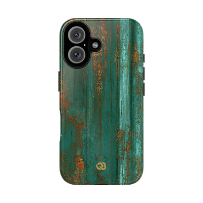 Teal Tough Phone Case for iPhone - Verdigris Copper Siding