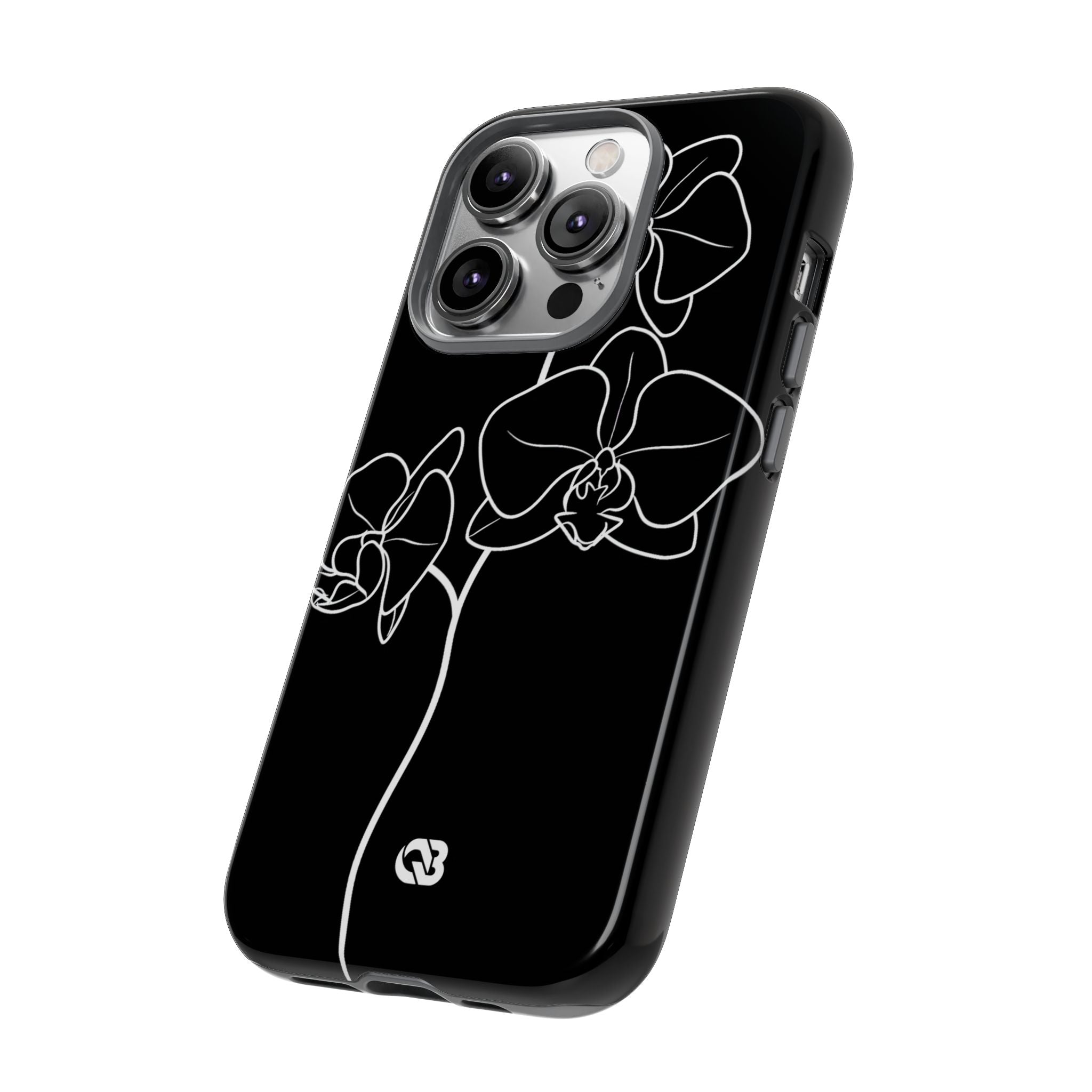 Black Tough Phone Case for iPhone - Noir Alabaster Orchid