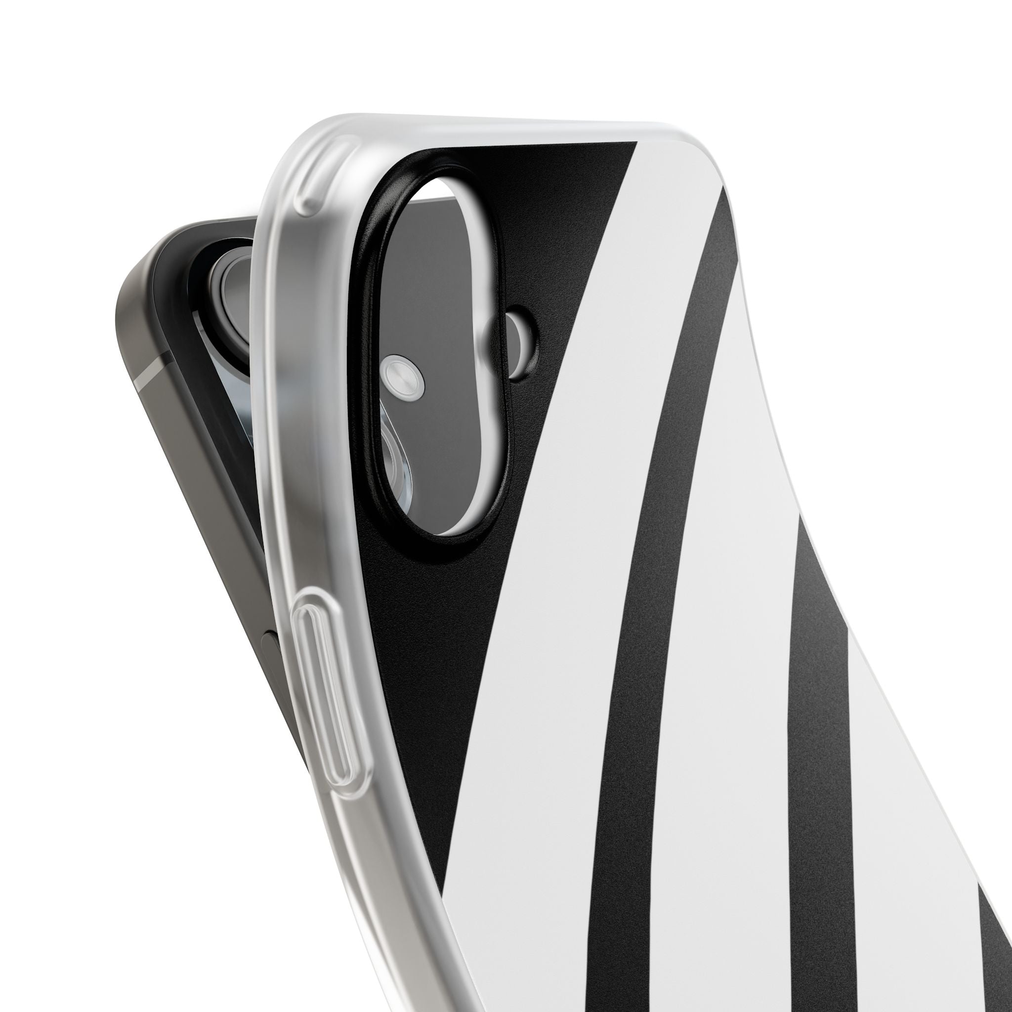 Diagonal Bands Noir iPhone 16 Plus Case - Soft