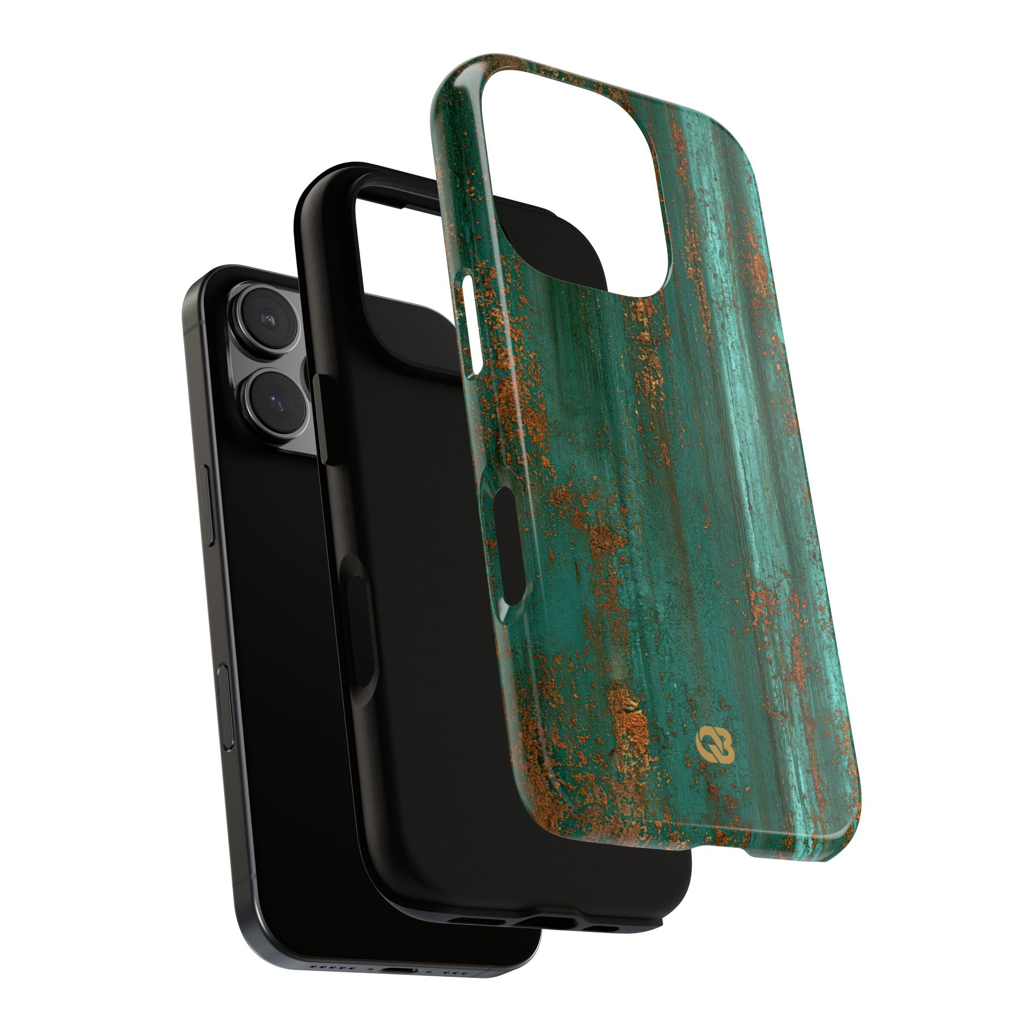 Teal Tough Phone Case for iPhone - Verdigris Copper Siding