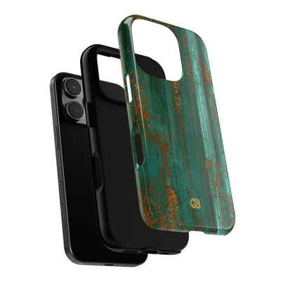 Teal Tough Phone Case for iPhone - Verdigris Copper Siding