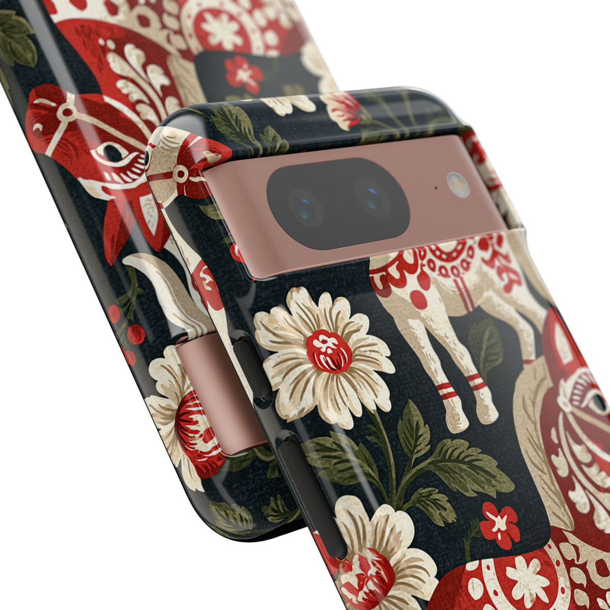 Nordic Dala Meadow · Tough Phone Case for Pixel ·  Red