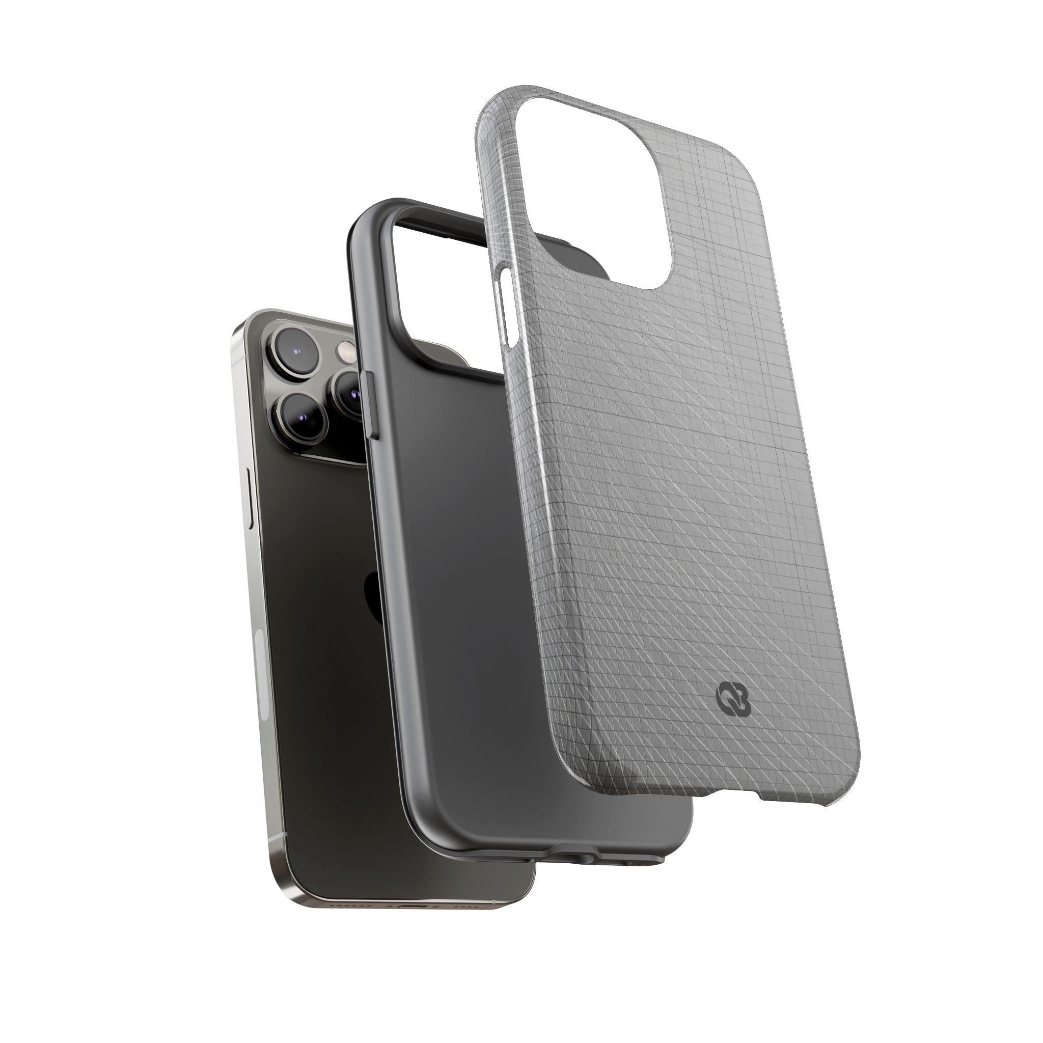 Grey Tough Phone Case for iPhone - Chrome Mesh Warp