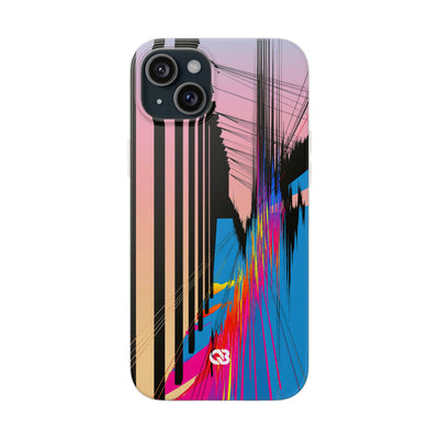 Blue Lite Phone Case for iPhone - Fractured Data Skyline