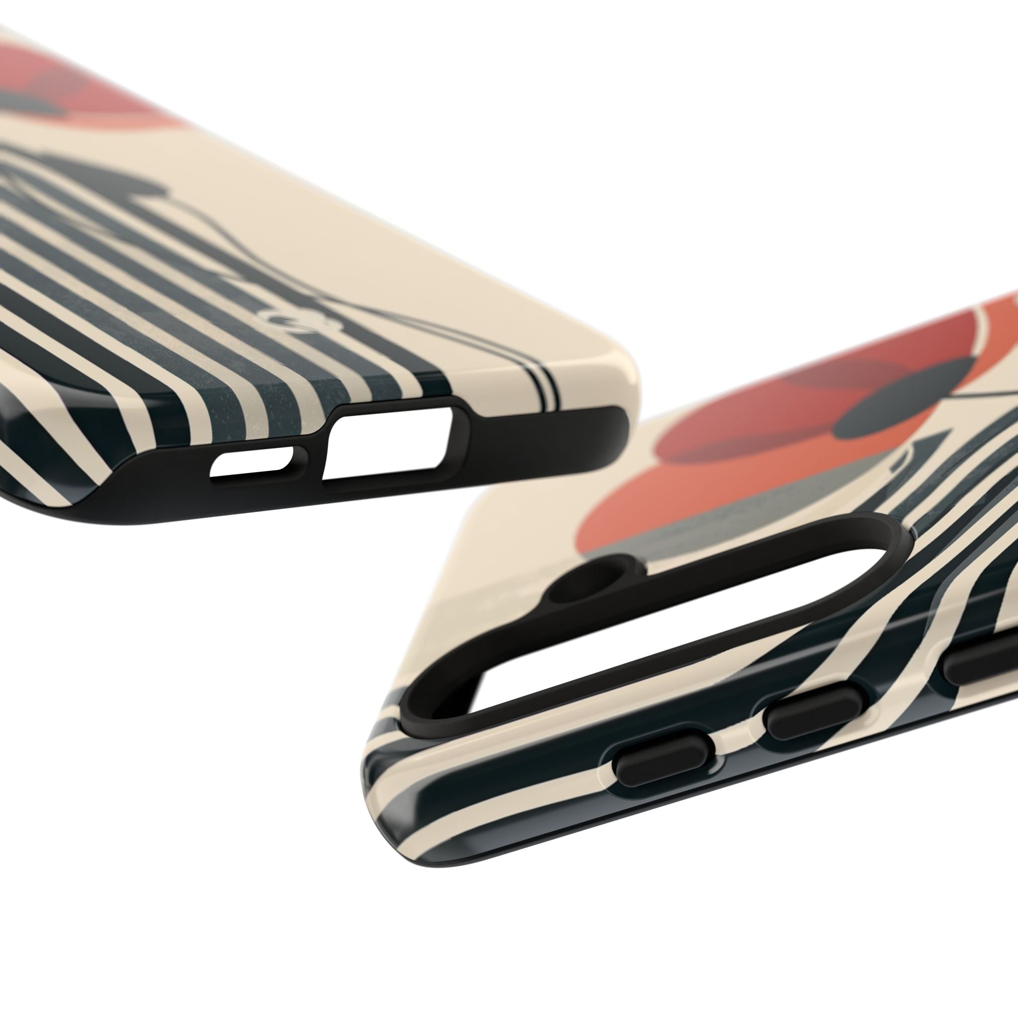 Beige Tough Phone Case for Samsung - Crimson Line Bloom