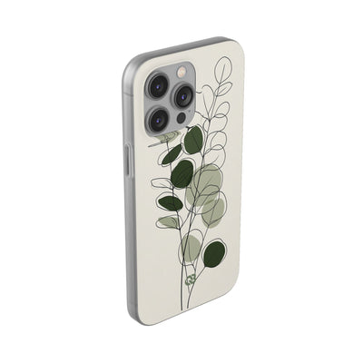 Green Lite Phone Case for iPhone - Muted Eucalyptus Sketch
