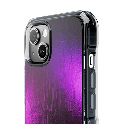 Violet Cyber Circuit · Clear Impact Magnetic Phone Case for iPhone · Purple