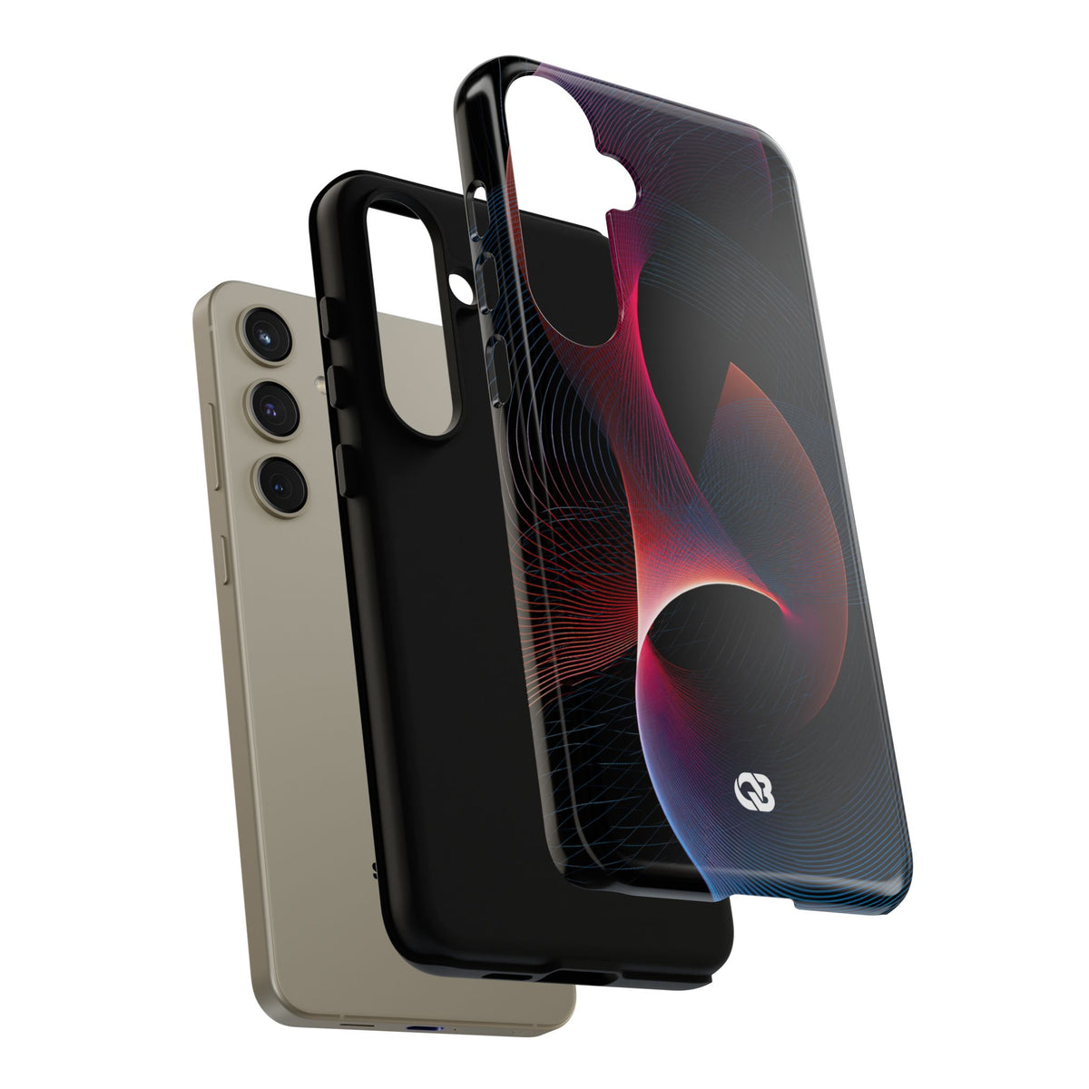 Black Tough Phone Case for Samsung - Cobalt Crimson Flux